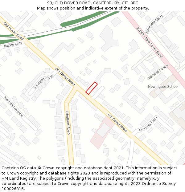 93, OLD DOVER ROAD, CANTERBURY, CT1 3PG: Location map and indicative extent of plot