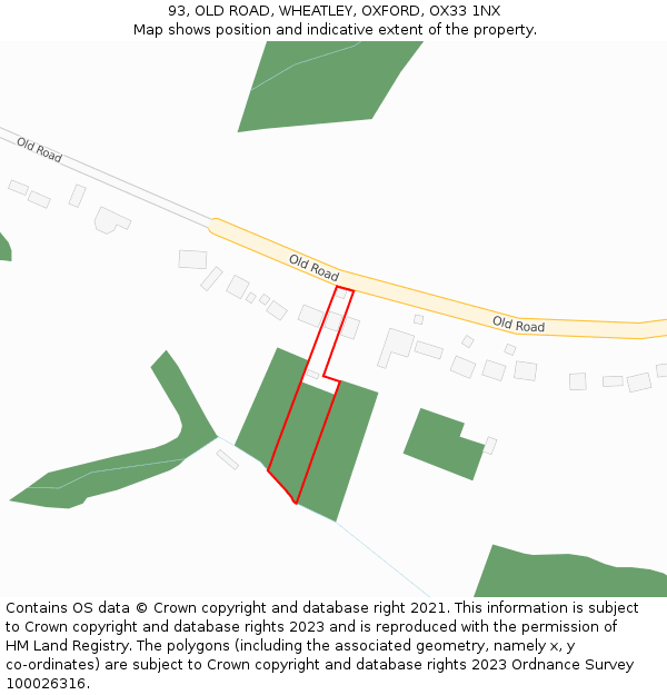 93, OLD ROAD, WHEATLEY, OXFORD, OX33 1NX: Location map and indicative extent of plot