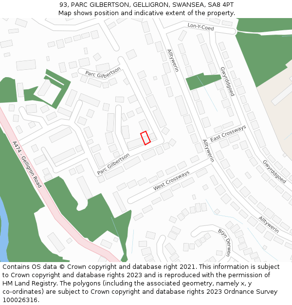 93, PARC GILBERTSON, GELLIGRON, SWANSEA, SA8 4PT: Location map and indicative extent of plot