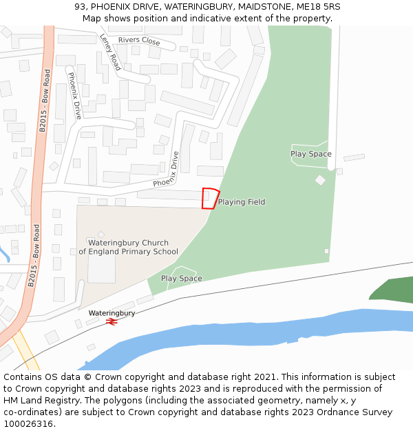 93, PHOENIX DRIVE, WATERINGBURY, MAIDSTONE, ME18 5RS: Location map and indicative extent of plot