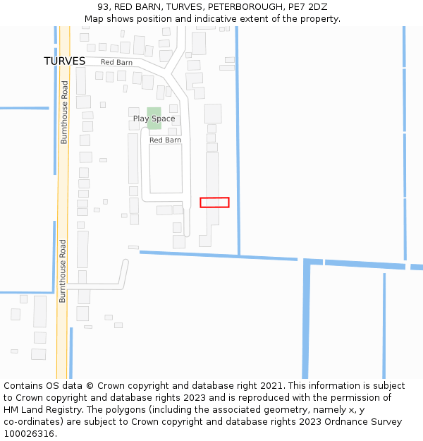 93, RED BARN, TURVES, PETERBOROUGH, PE7 2DZ: Location map and indicative extent of plot