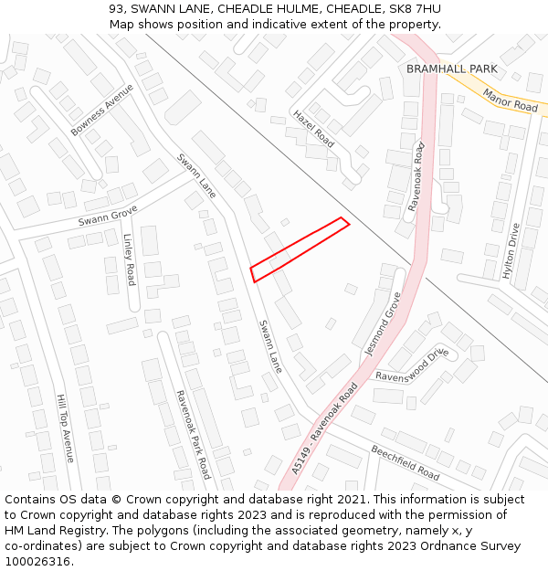 93, SWANN LANE, CHEADLE HULME, CHEADLE, SK8 7HU: Location map and indicative extent of plot