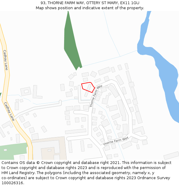 93, THORNE FARM WAY, OTTERY ST MARY, EX11 1GU: Location map and indicative extent of plot