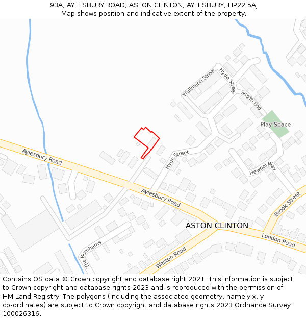 93A, AYLESBURY ROAD, ASTON CLINTON, AYLESBURY, HP22 5AJ: Location map and indicative extent of plot