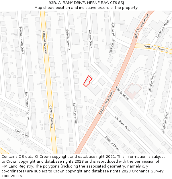 93B, ALBANY DRIVE, HERNE BAY, CT6 8SJ: Location map and indicative extent of plot