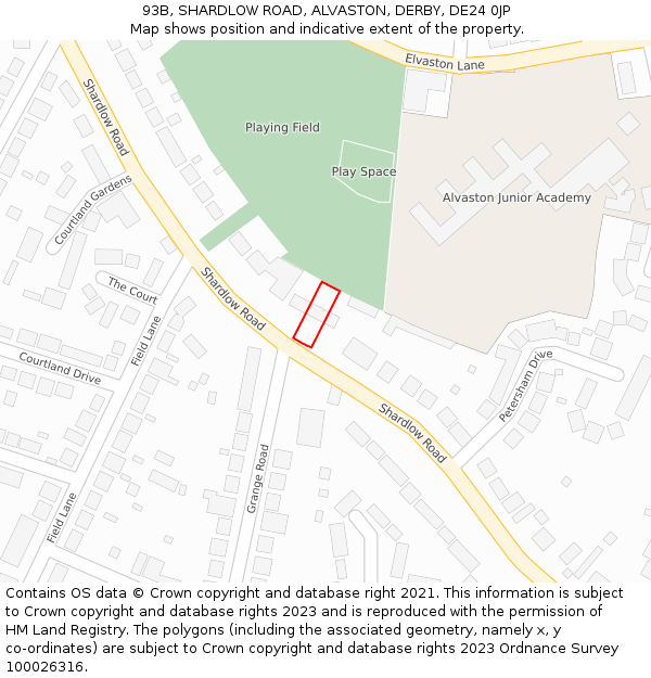 93B, SHARDLOW ROAD, ALVASTON, DERBY, DE24 0JP: Location map and indicative extent of plot