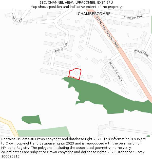 93C, CHANNEL VIEW, ILFRACOMBE, EX34 9PU: Location map and indicative extent of plot