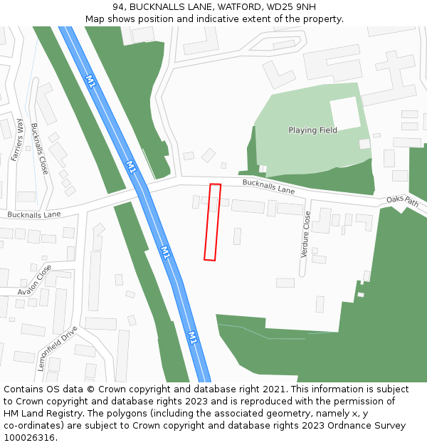 94, BUCKNALLS LANE, WATFORD, WD25 9NH: Location map and indicative extent of plot