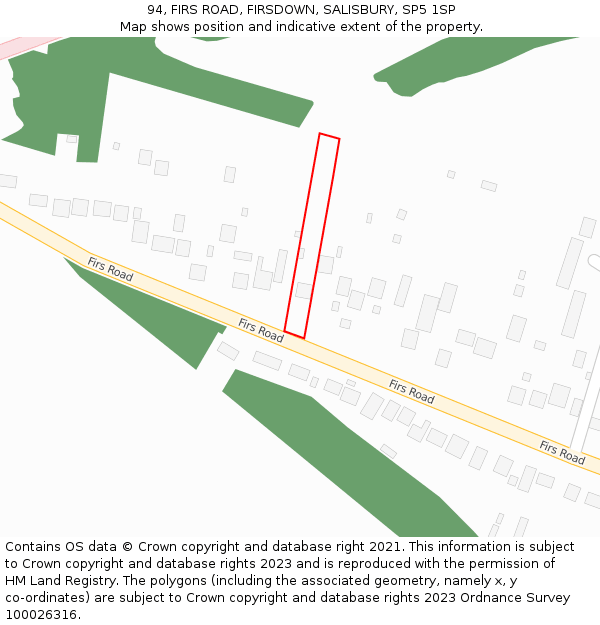 94, FIRS ROAD, FIRSDOWN, SALISBURY, SP5 1SP: Location map and indicative extent of plot