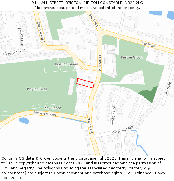 94, HALL STREET, BRISTON, MELTON CONSTABLE, NR24 2LG: Location map and indicative extent of plot