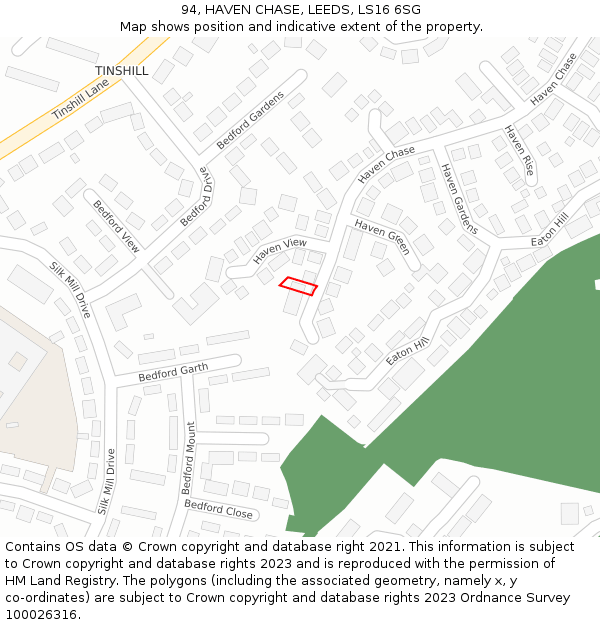 94, HAVEN CHASE, LEEDS, LS16 6SG: Location map and indicative extent of plot