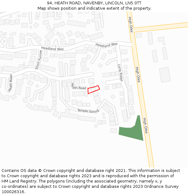 94, HEATH ROAD, NAVENBY, LINCOLN, LN5 0TT: Location map and indicative extent of plot