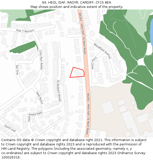 94, HEOL ISAF, RADYR, CARDIFF, CF15 8EA: Location map and indicative extent of plot