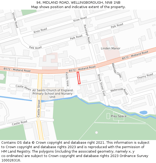 94, MIDLAND ROAD, WELLINGBOROUGH, NN8 1NB: Location map and indicative extent of plot