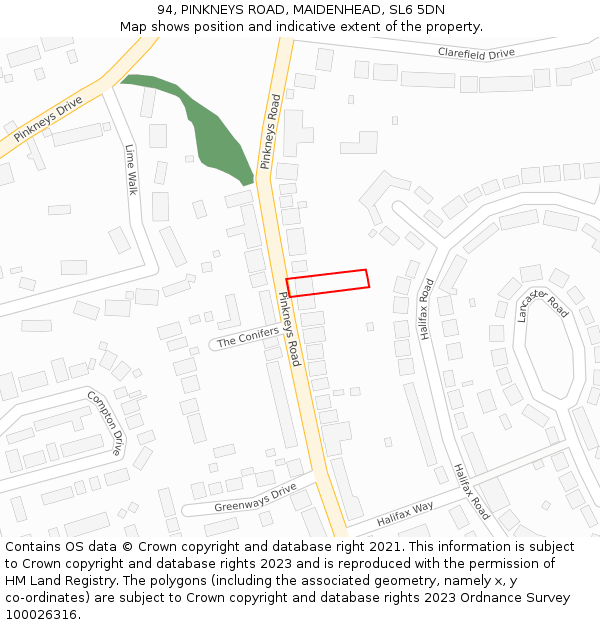 94, PINKNEYS ROAD, MAIDENHEAD, SL6 5DN: Location map and indicative extent of plot
