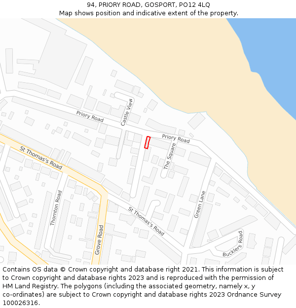 94, PRIORY ROAD, GOSPORT, PO12 4LQ: Location map and indicative extent of plot