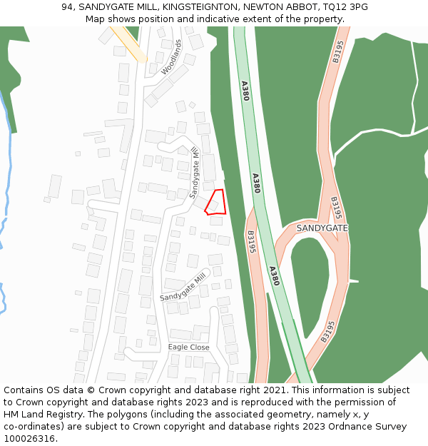 94, SANDYGATE MILL, KINGSTEIGNTON, NEWTON ABBOT, TQ12 3PG: Location map and indicative extent of plot