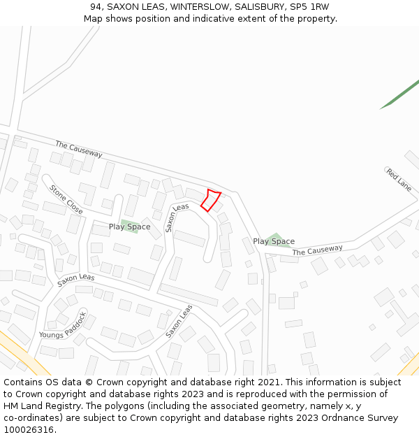 94, SAXON LEAS, WINTERSLOW, SALISBURY, SP5 1RW: Location map and indicative extent of plot