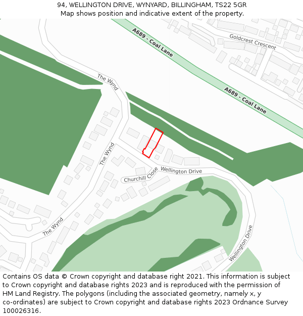 94, WELLINGTON DRIVE, WYNYARD, BILLINGHAM, TS22 5GR: Location map and indicative extent of plot