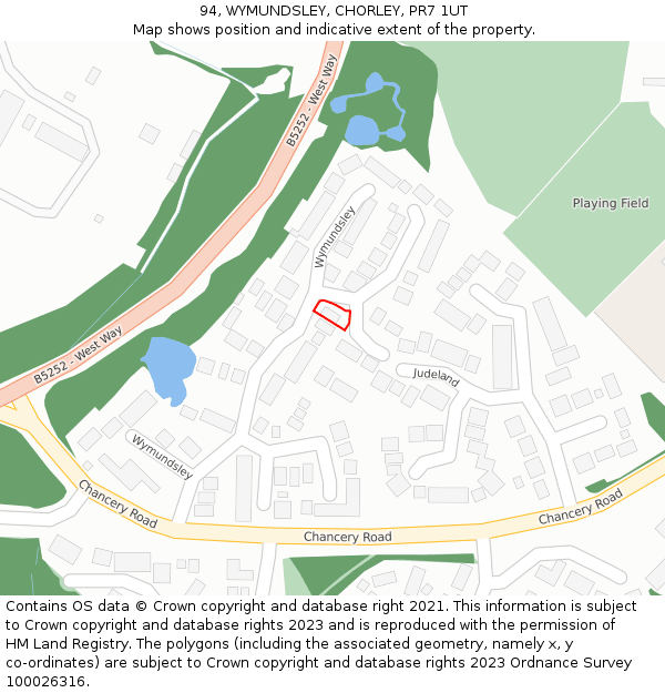 94, WYMUNDSLEY, CHORLEY, PR7 1UT: Location map and indicative extent of plot