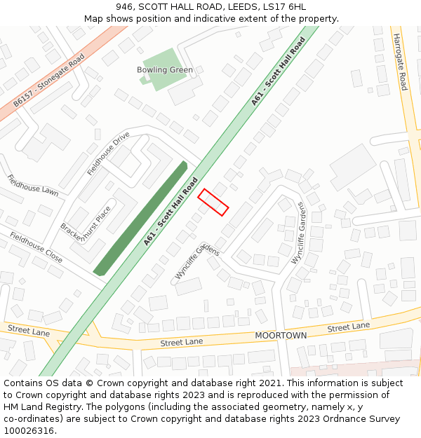 946, SCOTT HALL ROAD, LEEDS, LS17 6HL: Location map and indicative extent of plot