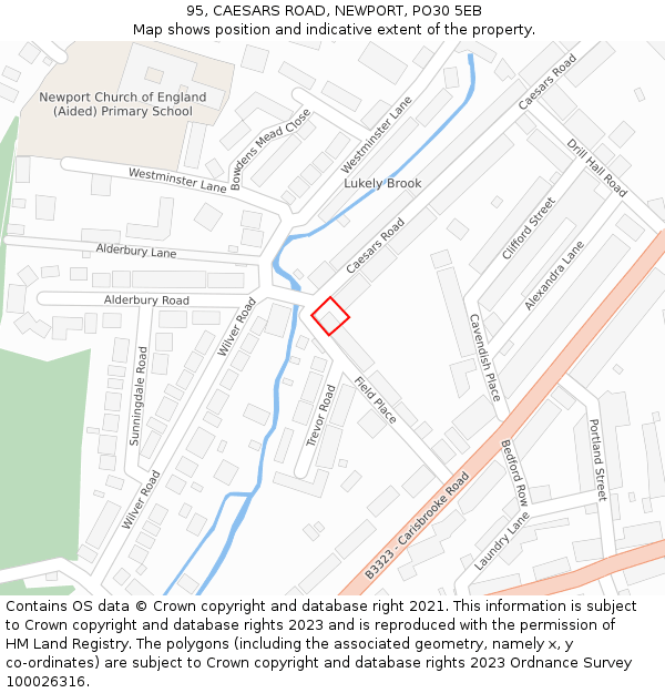 95, CAESARS ROAD, NEWPORT, PO30 5EB: Location map and indicative extent of plot