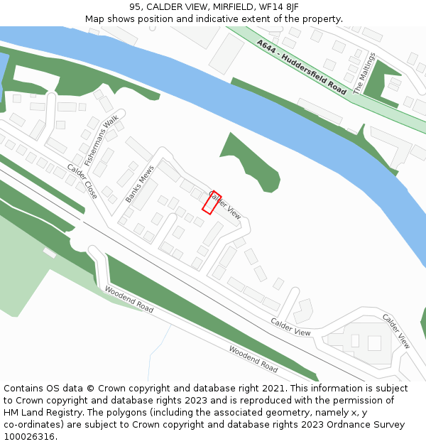 95, CALDER VIEW, MIRFIELD, WF14 8JF: Location map and indicative extent of plot