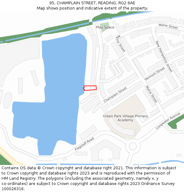 95, CHAMPLAIN STREET, READING, RG2 6AE: Location map and indicative extent of plot