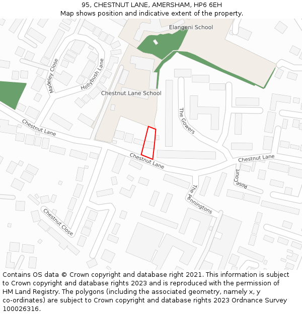 95, CHESTNUT LANE, AMERSHAM, HP6 6EH: Location map and indicative extent of plot