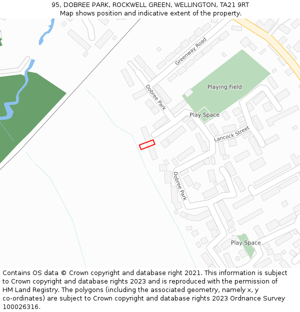 95, DOBREE PARK, ROCKWELL GREEN, WELLINGTON, TA21 9RT: Location map and indicative extent of plot