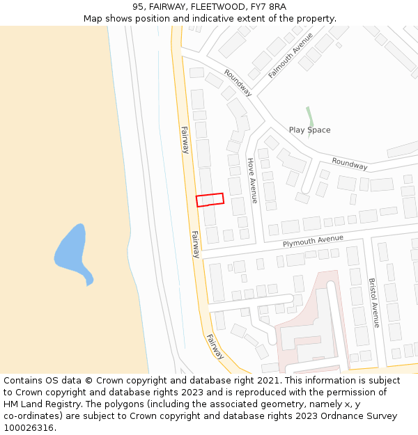 95, FAIRWAY, FLEETWOOD, FY7 8RA: Location map and indicative extent of plot