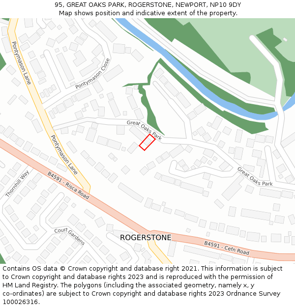 95, GREAT OAKS PARK, ROGERSTONE, NEWPORT, NP10 9DY: Location map and indicative extent of plot
