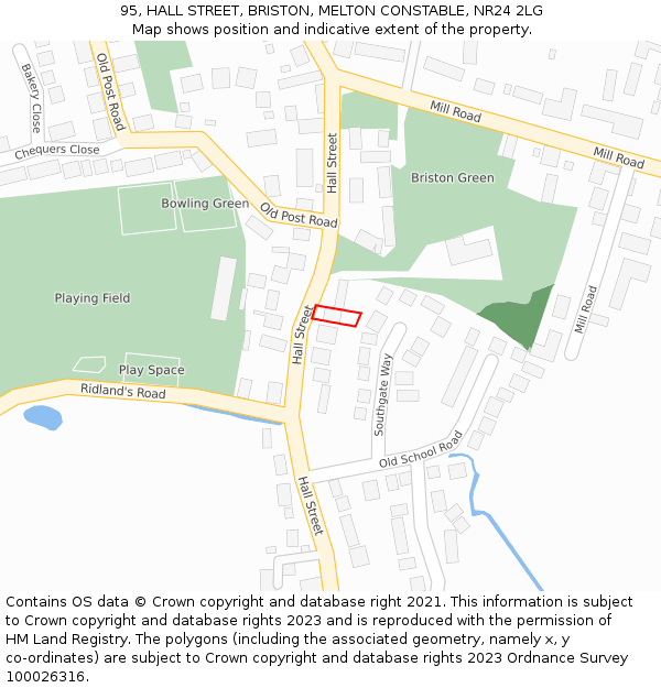 95, HALL STREET, BRISTON, MELTON CONSTABLE, NR24 2LG: Location map and indicative extent of plot