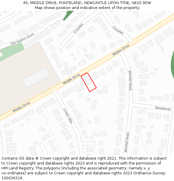 95, MIDDLE DRIVE, PONTELAND, NEWCASTLE UPON TYNE, NE20 9DW: Location map and indicative extent of plot