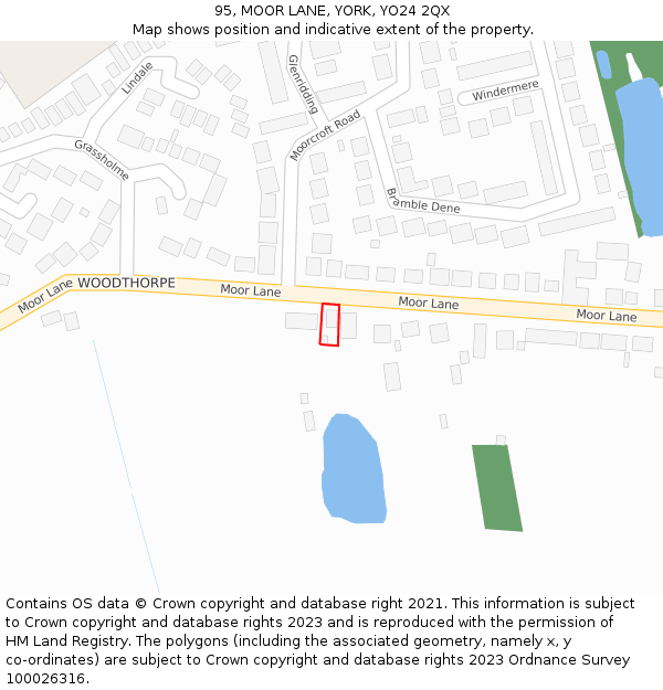 95, MOOR LANE, YORK, YO24 2QX: Location map and indicative extent of plot