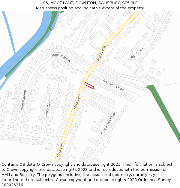 95, MOOT LANE, DOWNTON, SALISBURY, SP5 3LE: Location map and indicative extent of plot