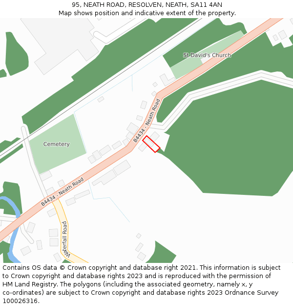 95, NEATH ROAD, RESOLVEN, NEATH, SA11 4AN: Location map and indicative extent of plot