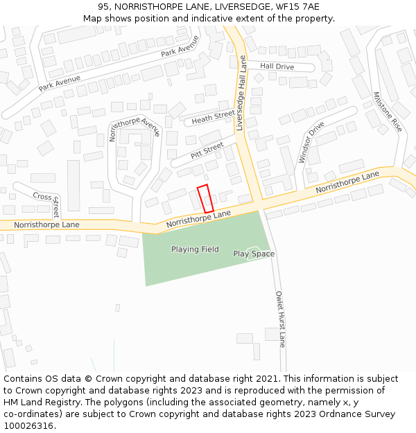 95, NORRISTHORPE LANE, LIVERSEDGE, WF15 7AE: Location map and indicative extent of plot