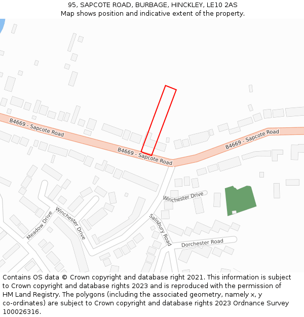 95, SAPCOTE ROAD, BURBAGE, HINCKLEY, LE10 2AS: Location map and indicative extent of plot
