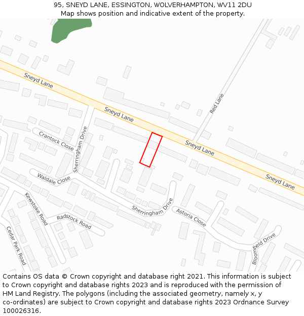 95, SNEYD LANE, ESSINGTON, WOLVERHAMPTON, WV11 2DU: Location map and indicative extent of plot