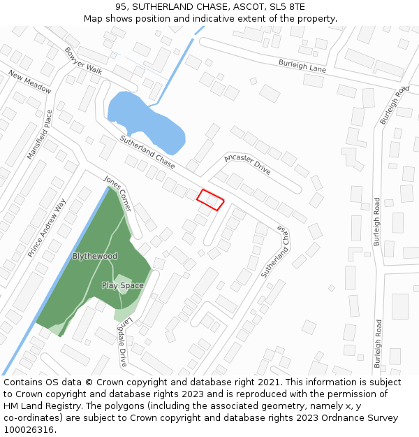 95, SUTHERLAND CHASE, ASCOT, SL5 8TE: Location map and indicative extent of plot