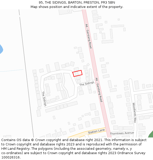 95, THE SIDINGS, BARTON, PRESTON, PR3 5BN: Location map and indicative extent of plot