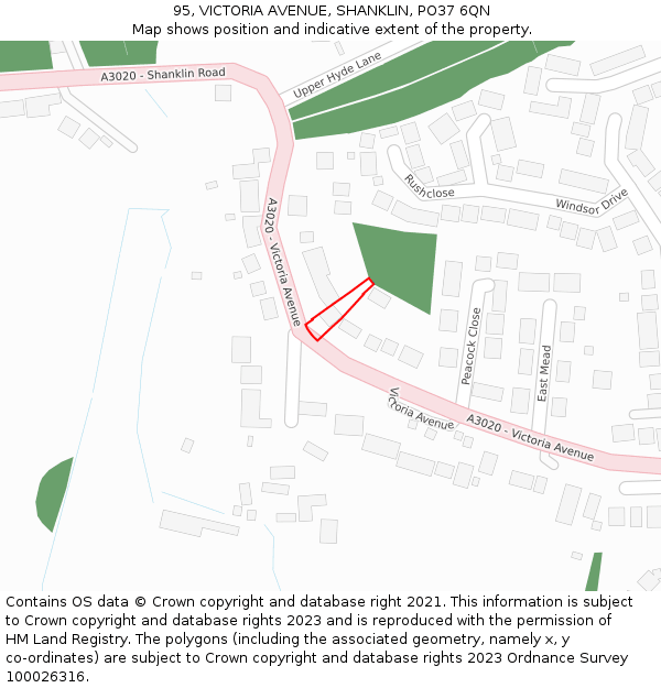 95, VICTORIA AVENUE, SHANKLIN, PO37 6QN: Location map and indicative extent of plot