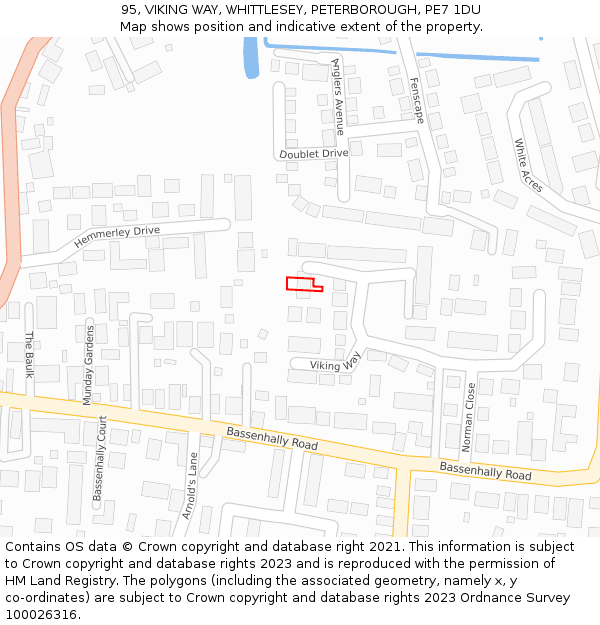 95, VIKING WAY, WHITTLESEY, PETERBOROUGH, PE7 1DU: Location map and indicative extent of plot