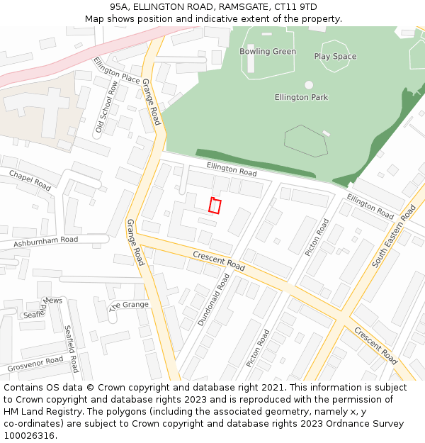 95A, ELLINGTON ROAD, RAMSGATE, CT11 9TD: Location map and indicative extent of plot