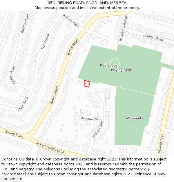 95C, BIRLING ROAD, SNODLAND, ME6 5EA: Location map and indicative extent of plot