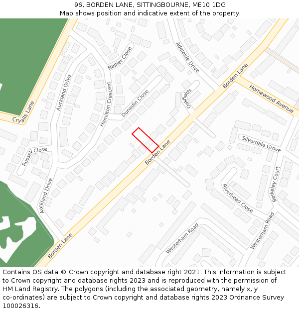 96, BORDEN LANE, SITTINGBOURNE, ME10 1DG: Location map and indicative extent of plot