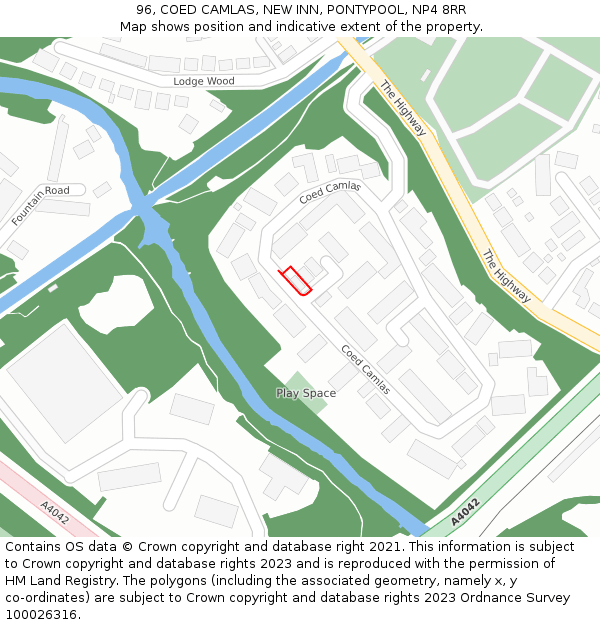 96, COED CAMLAS, NEW INN, PONTYPOOL, NP4 8RR: Location map and indicative extent of plot