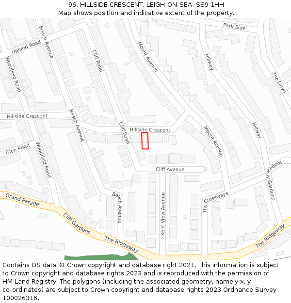 96, HILLSIDE CRESCENT, LEIGH-ON-SEA, SS9 1HH: Location map and indicative extent of plot