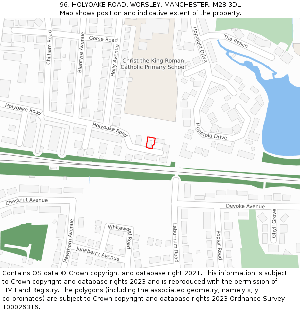 96, HOLYOAKE ROAD, WORSLEY, MANCHESTER, M28 3DL: Location map and indicative extent of plot